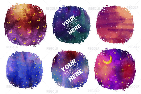 Celestial Boho Moon & Stars Splatter Sublimation Backgrounds Bundle Sublimation Regulrcrative 