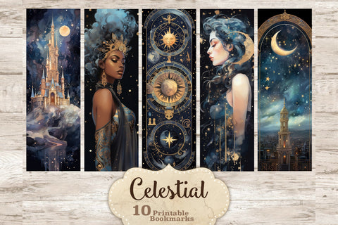 Celestial Bookmarks | Star And Moon Printable SVG GlamArtZhanna 