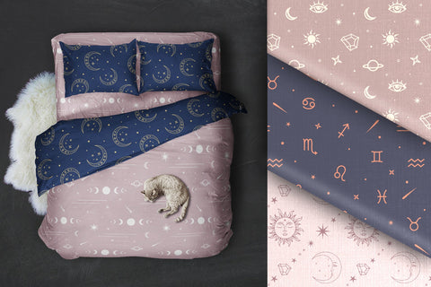 Celestial Digital Papers, boho seamless pattern backgrounds SVG Digital Rainbow Shop 