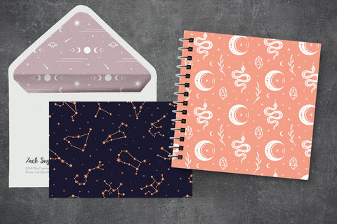 Celestial Digital Papers, boho seamless pattern backgrounds SVG Digital Rainbow Shop 