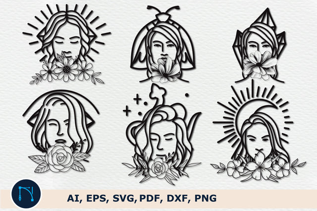 Celestial floral girl's SVG bundle SVG MD JOYNAL ABDIN 