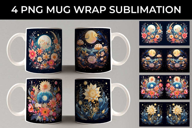 Celestial Garden Blooms - Sublimation Mug Wrap Bundle Sublimation Sintegra 