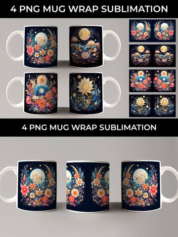 Celestial Garden Blooms - Sublimation Mug Wrap Bundle Sublimation Sintegra 