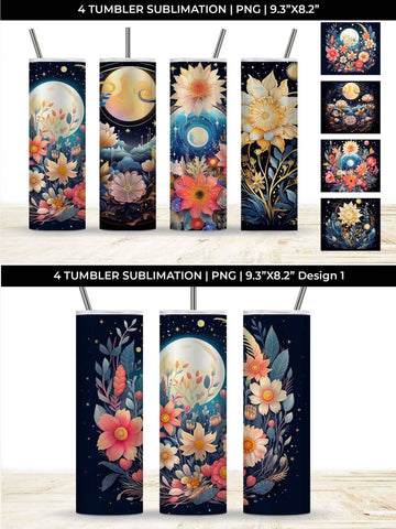 Celestial Garden Blooms - Sublimation Tumbler Wrap Bundle Sublimation Sintegra 