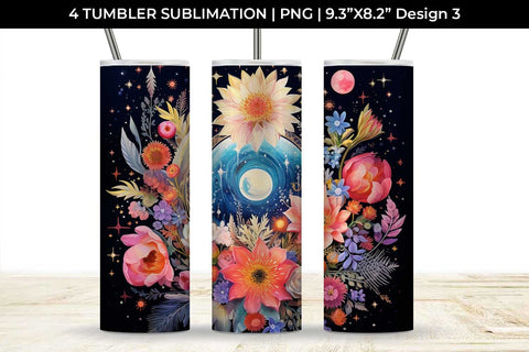 Celestial Garden Blooms - Sublimation Tumbler Wrap Bundle Sublimation Sintegra 