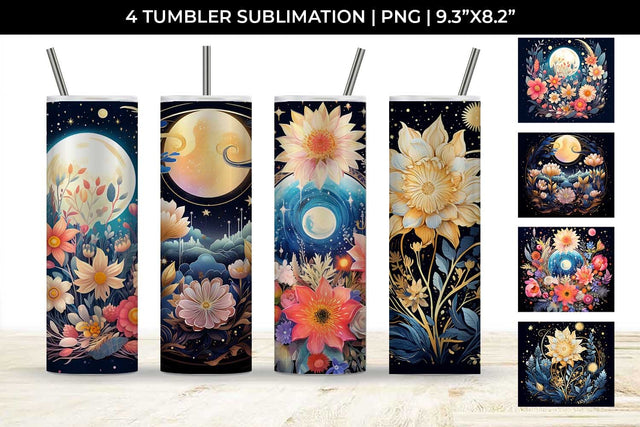 Celestial Garden Blooms - Sublimation Tumbler Wrap Bundle Sublimation Sintegra 
