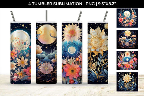 Celestial Garden Blooms - Sublimation Tumbler Wrap Bundle Sublimation Sintegra 