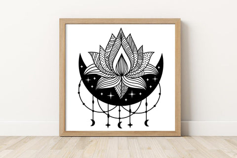 Celestial Moon Lotus Flower | SVG Cut File SVG zoellartz 