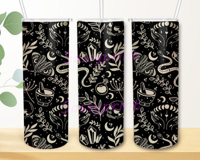 Celestial Moth and Snakes Tumbler Wrap, Metaphysical 20oz Skinny Tumbler, Celestial Tumbler Png, Witchy Tumbler Design, Instant Download Sublimation sassyprint 