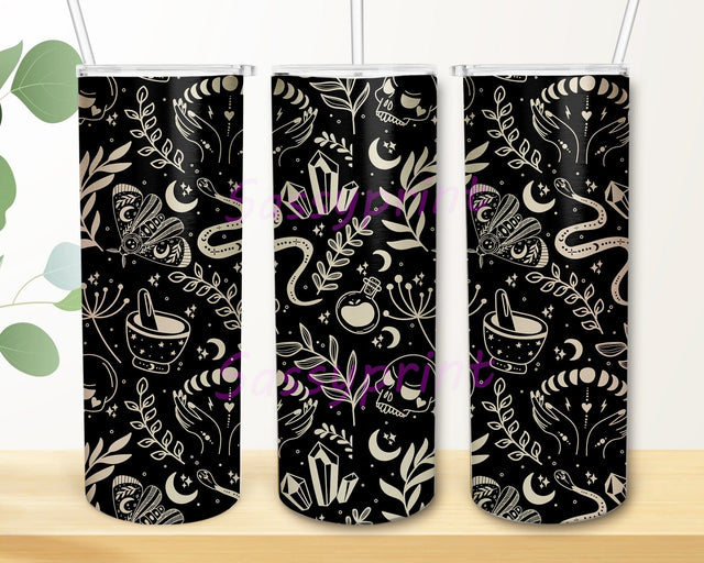 Celestial Moth and Snakes Tumbler Wrap, Metaphysical 20oz Skinny Tumbler, Celestial Tumbler Png, Witchy Tumbler Design, Instant Download Sublimation sassyprint 
