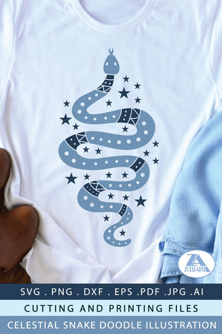 Celestial Snake SVG Cut File Mystic Boho Snake Illustration SVG zoellartz 