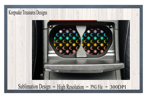 Celestial, Sun and Moon 11oz Mug Template Set, PNG for Sublimation, Car Coaster, Round Coaster, Digital Download, Sublimation Printing Sublimation Keepsake Treasures Designs LLC. 