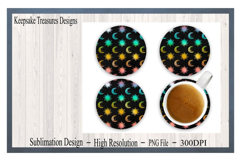 Celestial, Sun and Moon 11oz Mug Template Set, PNG for Sublimation, Car Coaster, Round Coaster, Digital Download, Sublimation Printing Sublimation Keepsake Treasures Designs LLC. 