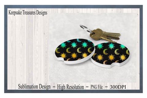 Celestial, Sun and Moon 11oz Mug Template Set, PNG for Sublimation, Car Coaster, Round Coaster, Digital Download, Sublimation Printing Sublimation Keepsake Treasures Designs LLC. 