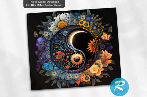 Celestial Sun Moon Yin Yang Zodiac 20 oz / 30 oz Tumbler PNG Sublimation Regulrcrative 