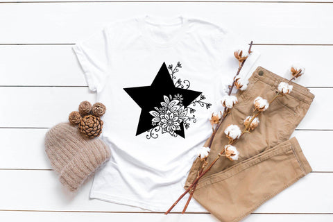 Celestial SVG, Floral Star SVG with Flowers. SVG Elinorka 