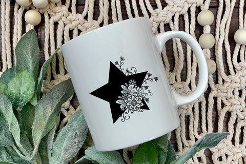 Celestial SVG, Floral Star SVG with Flowers. SVG Elinorka 