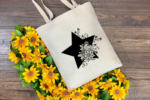 Celestial SVG, Floral Star SVG with Flowers. SVG Elinorka 