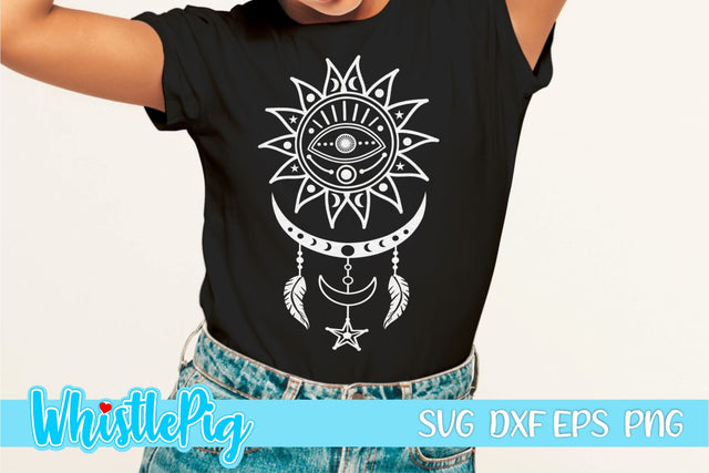 Celestial Svg - Mystical Svg - Sun and Moon Svg - Moon Phase Svg - Dreamcatcher Svg - Crescent Moon Svg - Moon and Stars Svg Celestial Svg SVG Whistlepig Designs 