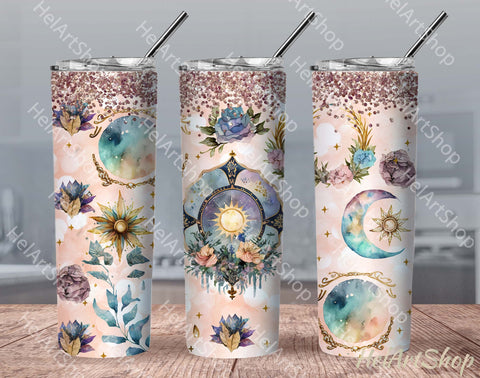 Celestial Tumbler PNG Sublimation, Moon Tumbler PNG Sublimation _HelArtShop_ 