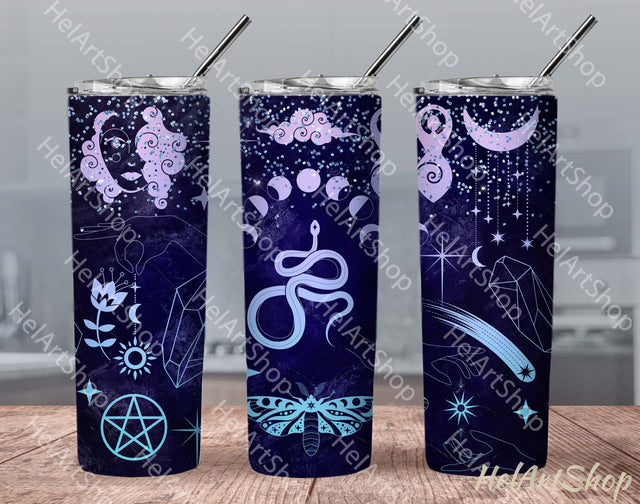Celestial Tumbler PNG Sublimation, Witch Tumbler PNG Sublimation _HelArtShop_ 