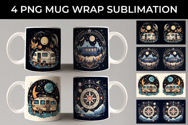 Celestial Wanderlust - Boho Mug Wrap Sublimation Design Bundle Sublimation Sintegra 