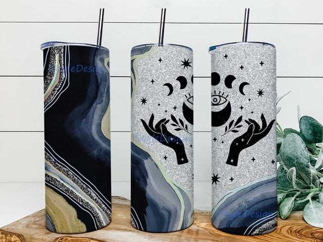 Celestial Zodiac Tumbler Glitter 20 oz Skinny Tumbler Sublimation Design Straight Design Digital Download PNG Sublimation iStyleDesign 