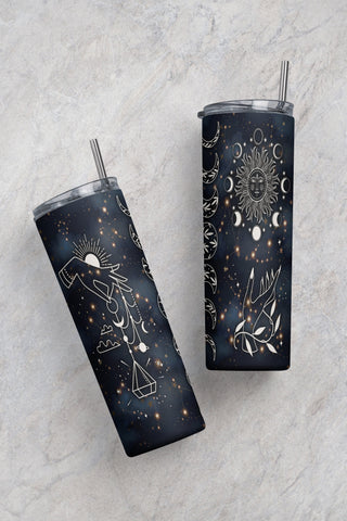 Celestial Zodiac Tumbler Glitter 20 oz Skinny Tumbler Sublimation Design Straight Design Digital Download PNG Witchy Vibes, Spooky Season Sublimation CaldwellArt 