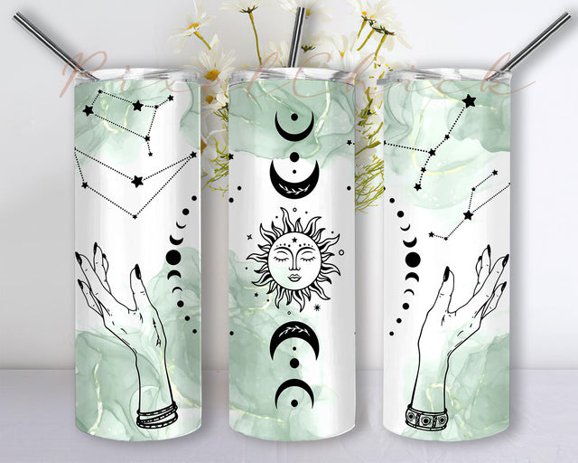 Celestial Zodiac Tumbler Glitter 20 oz Skinny Tumbler Sublimation Design Straight Design Digital Download PNG Witchy Vibes, Spooky Season Sublimation PixelChick 