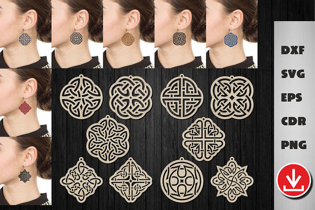 Celtic knot earrings svg, Layered earrings svg, Leather Jewelry St Patricks SVG LanaMagDigital 