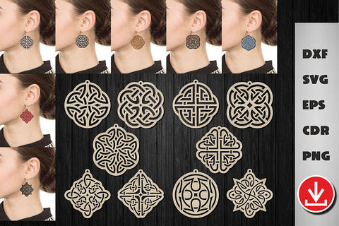 Celtic knot earrings svg, Layered earrings svg, Leather Jewelry St Patricks SVG LanaMagDigital 