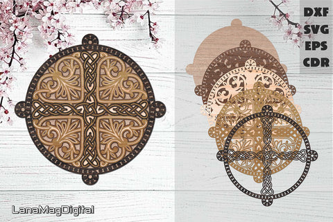 Celtic knot layered mandala svg Celtic cross svg Religious SVG LanaMagDigital 