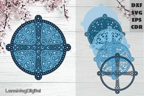 Celtic knot layered mandala svg Celtic cross svg Religious SVG LanaMagDigital 