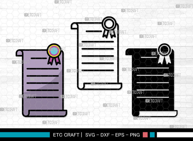 Certificate Icons Color, Certificate Svg, Diploma Svg, Certificates, Award, Certificate Bundle, Icon Bundle, Svg Cut File, Dxf, Eps, Png, SVG ETC Craft 