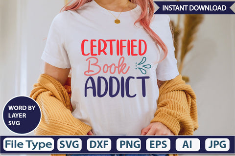 Certified Book Addict SVG Cut File SVG DesignPlante 503 