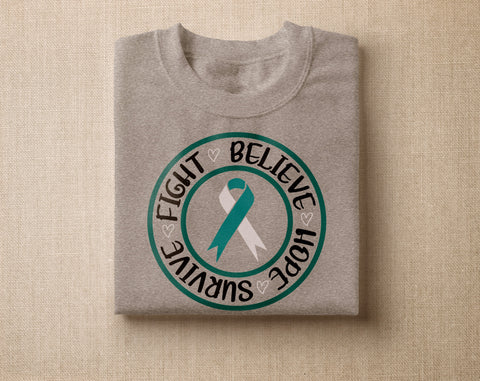 Cervical Cancer Awareness SVG Bundle, 22 Designs, Teal and White Cancer Ribbon SVG Cut Files SVG HappyDesignStudio 