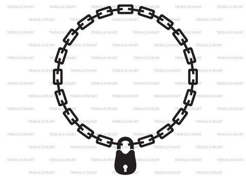 Chain and padlock circle SVG TribaliumArtSF 