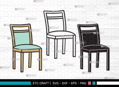 Chairs Clipart SVG Cut File, Desk Chair Svg, Wooden Chair Svg, Dining Chair Svg, Chairs Clipart SVG ETC Craft 