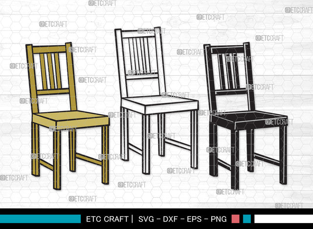 Chairs Clipart SVG Cut File, Desk Chair Svg, Wooden Chair Svg, Dining Chair Svg, Chairs Clipart SVG ETC Craft 
