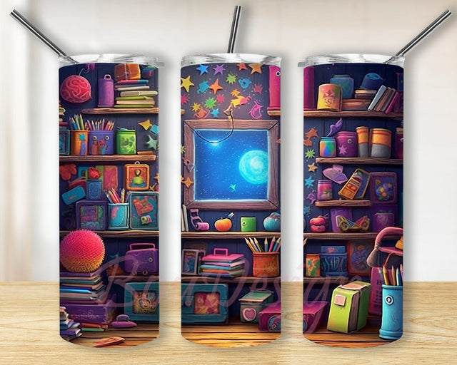 Chalkboard Books School 20oz Skinny Tumbler Png, Apple, Supplies, Clock, Books, Globe, Backpack Tumbler, Books School Tumbler, Teacher Pencil Tumbler Sublimation BouDesign 