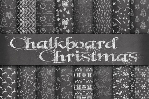 Chalkboard Christmas Digital Paper Sublimation Old Market 
