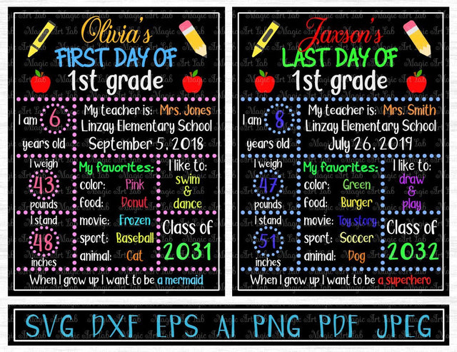 Chalkboard First day and Last day of school cut files SVG MagicArtLab