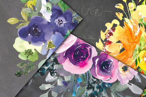 Chalkboard Floral Digital Papers Digital Pattern Old Market 