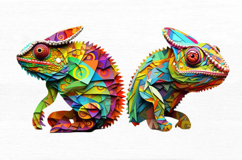 Chameleon Layered Paper Art Clipart Sublimation Regulrcrative 