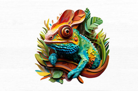 Chameleon Layered Paper Art Clipart Sublimation Regulrcrative 