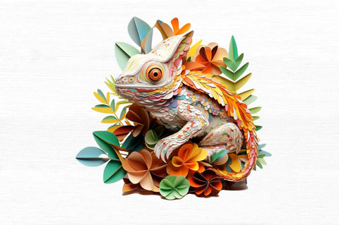 Chameleon Layered Paper Art Clipart Sublimation Regulrcrative 