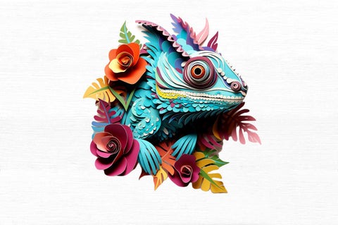 Chameleon Layered Paper Art Clipart Sublimation Regulrcrative 