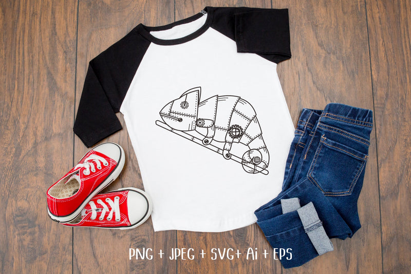 Chameleon Line Steampunk style SVG file SVG Aisyah 