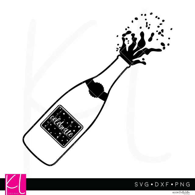 Champagne Bottle SVG Kelly Lollar Designs 