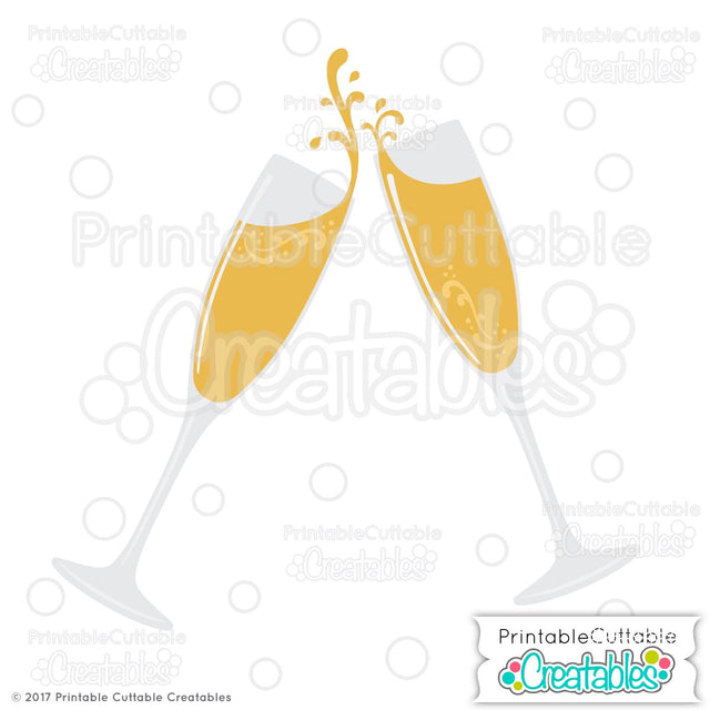 Champagne Glasses SVG Printable Cuttable Creatables 